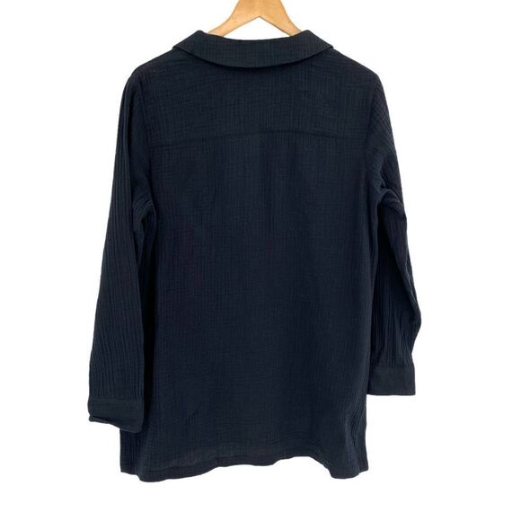 Soft Surroundings key Biscayne black gauzy collared tunic size medium - Picture 3 of 7